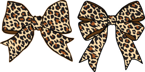 Leopard print bow vector illustration. © namsai