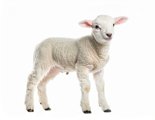 Fototapeta premium high definition pictures of fullbody little lamb on white isolated background