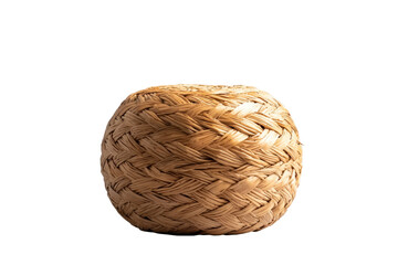 Round wicker pouf with natural texture, perfect for adding rustic touch to any space. This versatile piece can serve as footrest or additional seating, enhancing comfort and style
