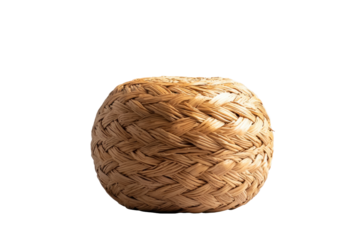 Round wicker pouf with natural texture, perfect for adding rustic touch to any space. This versatile piece can serve as footrest or additional seating, enhancing comfort and style