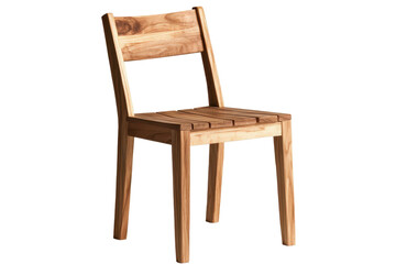 Simple wooden chair with natural finish, showcasing clean lines and minimalist design. This chair adds warmth and elegance to any space, perfect for dining or casual seating