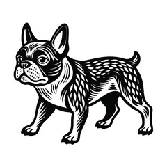 Obraz premium French Bulldog in Woodcut Style animal black and white