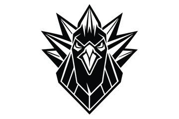 Striking eagle head with sharp features displaying in black art