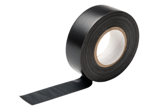 Roll of black electrical tape isolated on transparent background