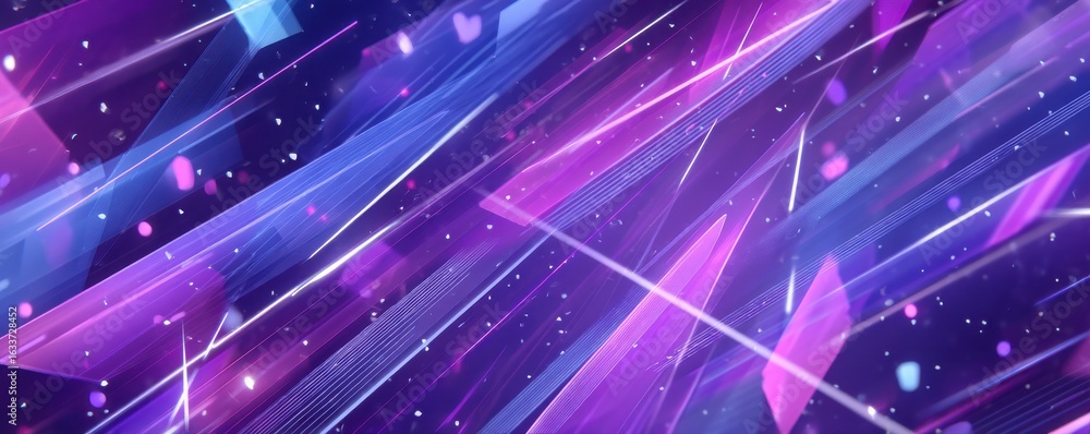 Poster abstract glowing purple and pink lights with dynamic streaks and soft bokeh