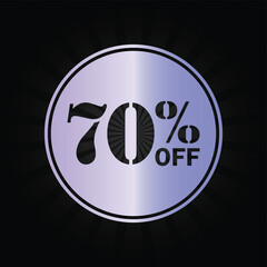 70% Off Discount Badge – Purple Gradient Promotional Graphic