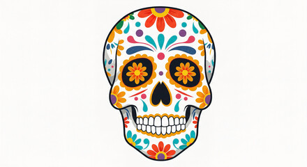 Colorful decorative sugar skull with floral patterns showcasing traditional Mexican artistry
