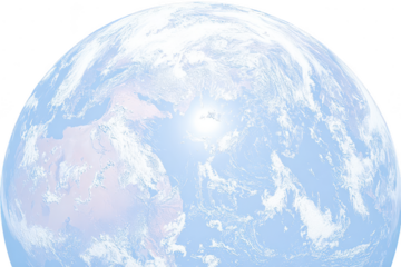 A beautiful blue and white earth seen from space, isolated on transparent background