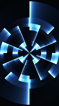 blue shiny circle rotating motion on dark animation mobile wallpaper