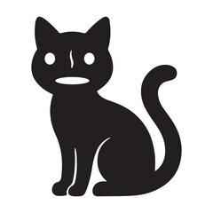 A Simple black silhouette of a sitting cat, perfect for Halloween or pet-themed designs.