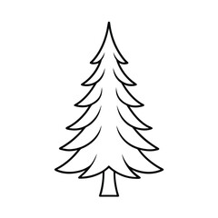 Obraz premium Clean line art vector illustration of a stylized pine tree with minimalist outline design