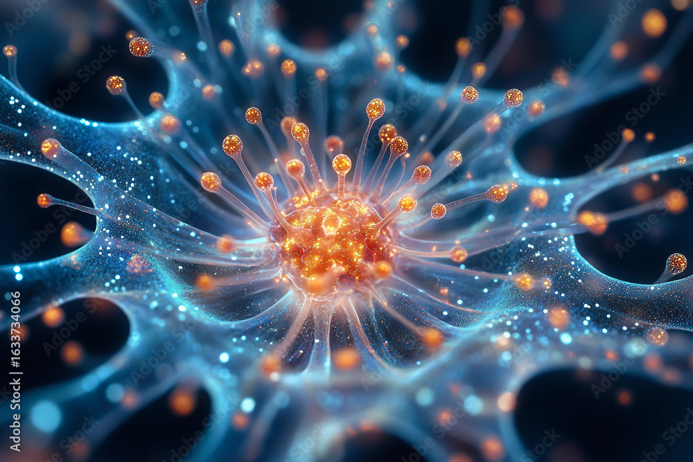 Poster generative ai depiction of glowing dna structure showcasing biological and scientific concepts in vi