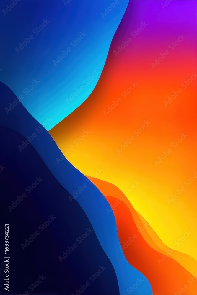 Poster gradient abstract background in vibrant warm and cool color tones