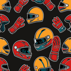 Naklejka premium vector illustration of motorcycle helmet and gloves