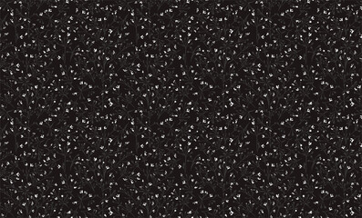 Seamless pattern with delicate floral stems and tiny blossoms on a black background. Elegant botanical design for textiles, wallpapers, stationery, and modern decorative applications.