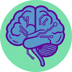 AI Brain Circuit Icon – Futuristic Neural Network Vector