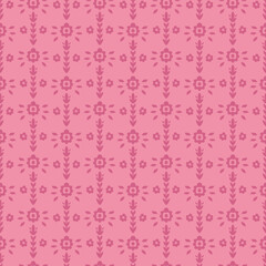 Pink Monochrome Folk Floral Grid