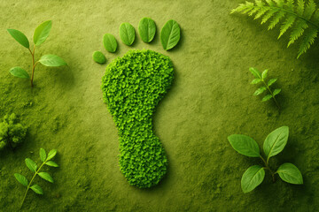 Menschlicher Fu&szlig;abdruck aus Pflanzen und Moos