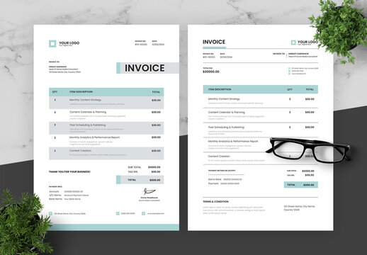 Green And Black Invoice Set