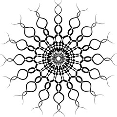 Intricate black and white spiral pattern radiating elegance and symmetry