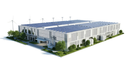 Obraz premium Green Manufacturing: Eco-Friendly Factory with Solar Panels