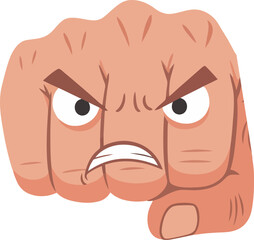 Obraz premium Angry cartoon fist character with a furious facial expression and clenched fingers.