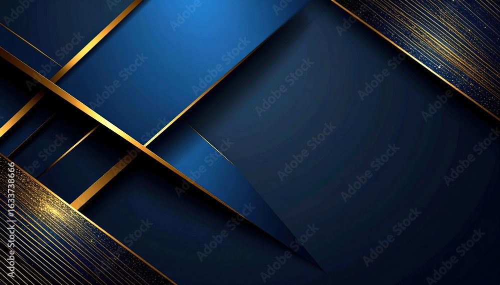 Aufkleber dynamic golden lines on deep blue background abstract graphic design modern digital art creative env