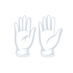 Obraz premium Clean Minimalist Illustration: Two Hands in Light Grey Gloves, Open Palms Upward