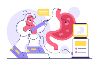 Stomach Health Gastroenterology Vector Illustration Featuring Abdominal Pain and Medical Research for Healthcare in a Flat Style Cartoon Background