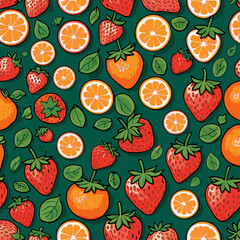 vector illustration of strawberry and orange pattern