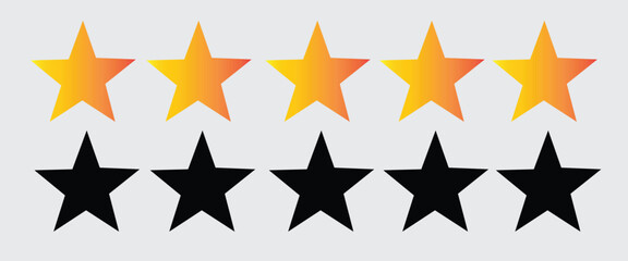 Five Stars Customer Product Review Icon -black and color 5-Star Rating for Website, App, and UI Design