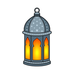 Vector illustration of Islamic lantern on transparent background