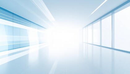 Obraz premium Dynamic light-infused corridor modern office space digital background minimalistic environment wide-angle view conceptual design for inspiration