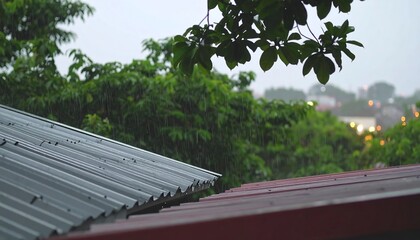 Rainy day rooftop view