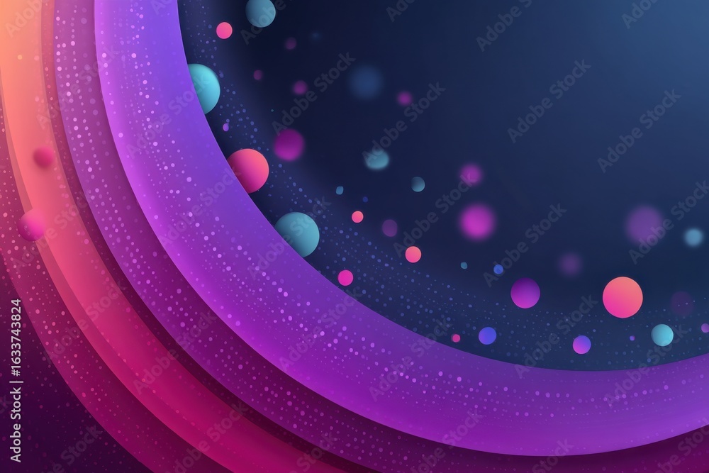 Poster abstract colorful background with circular shapes and glowing particles