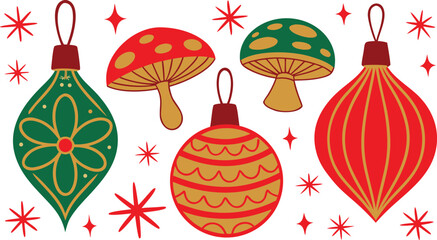 set of christmas ornaments