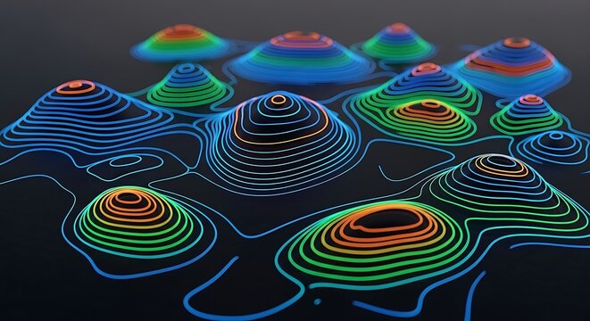 Abstract Glowing Topographic Contour Map