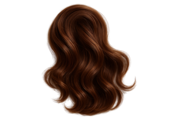 Luxurious Wavy Auburn Hair Strand with Subtle Highlights, Isolated for Styling and Beauty Concepts