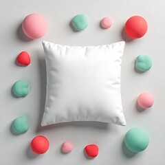 a blank pillow surrounded by color, mockup,Luxury home decor, created with generative ai