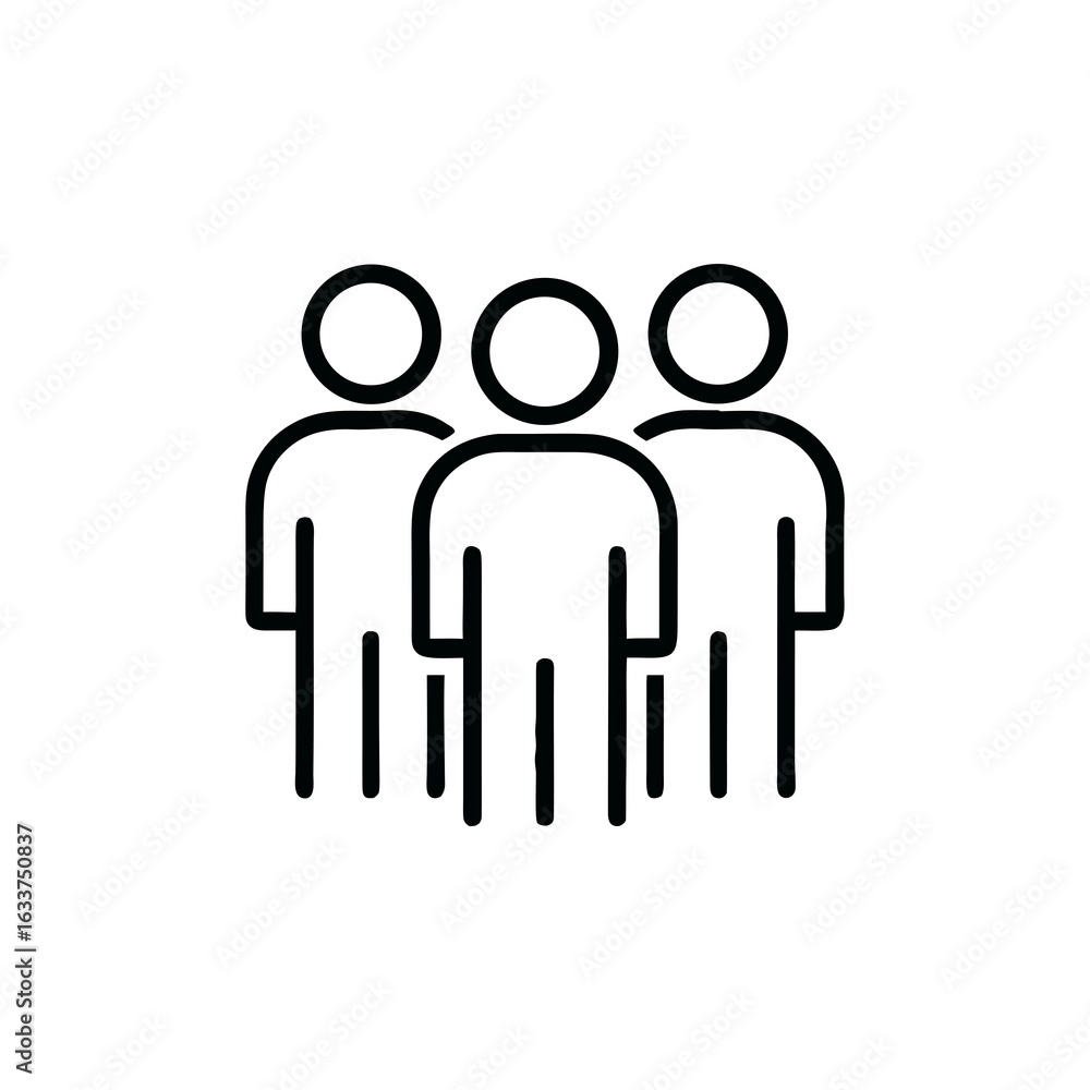 Poster a group of people represented by simple line art standing together in unity and shared purpose achie