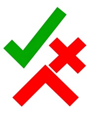 Obraz premium Green checkmark and red X overlaid, simple graphic design