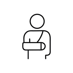 Stick Figure Illustration Depicting a Person with a Broken Arm and Supporting Sling Showing the Concept of an Injury