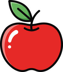 A delightful illustration of a crisp, red apple rendered in a pixel art style.