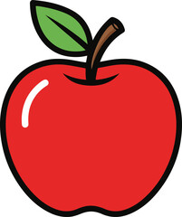 A vibrant illustration of a red apple rendered in a pixel art style. The apple is depicted with a glossy sheen, highlighting its juicy texture. 