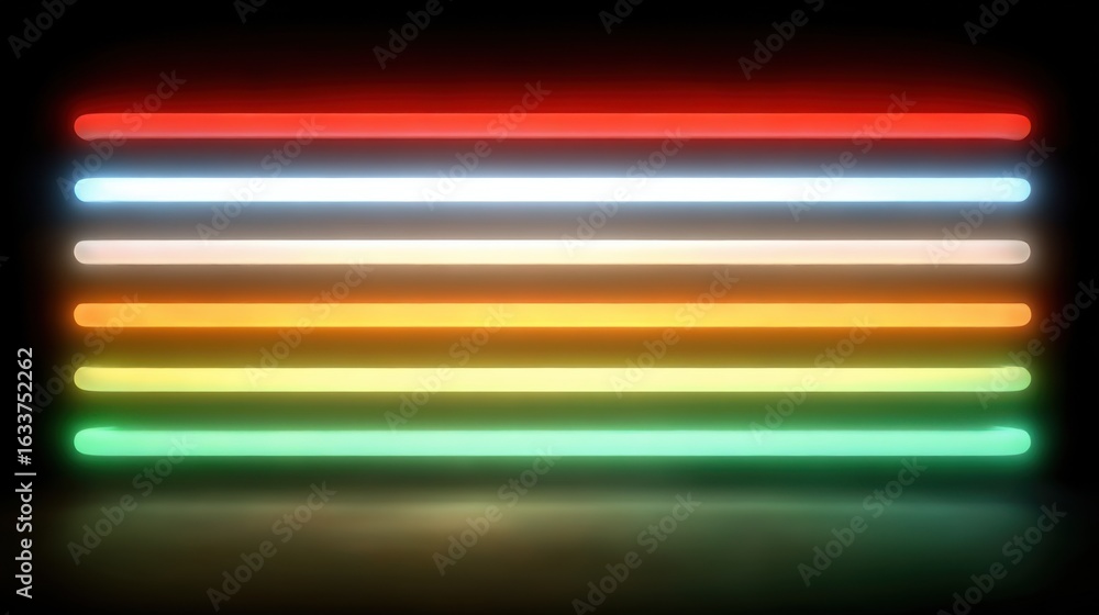 Poster bright neon lights creating colorful stripes in a dark setting for artistic expression