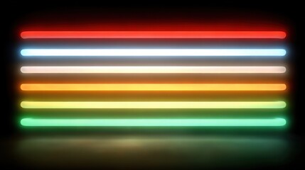 Bright neon lights creating colorful stripes in a dark setting for artistic expression