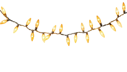 Warm, glowing string lights, leaf-shaped bulbs