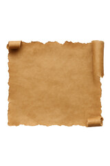 Aged Parchment Scroll with Torn Edges and Rolled Corners, Evoking History and Timelessness