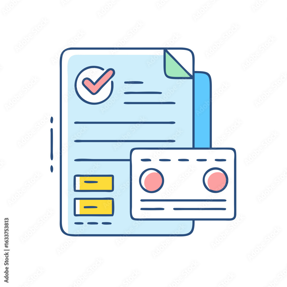 Poster digital form with checkmark and data visualization showing completion status
