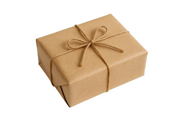 Simple Kraft Paper Gift Box Tied with Twine, Evoking a Sense of Anticipation and Thoughtful Presentation